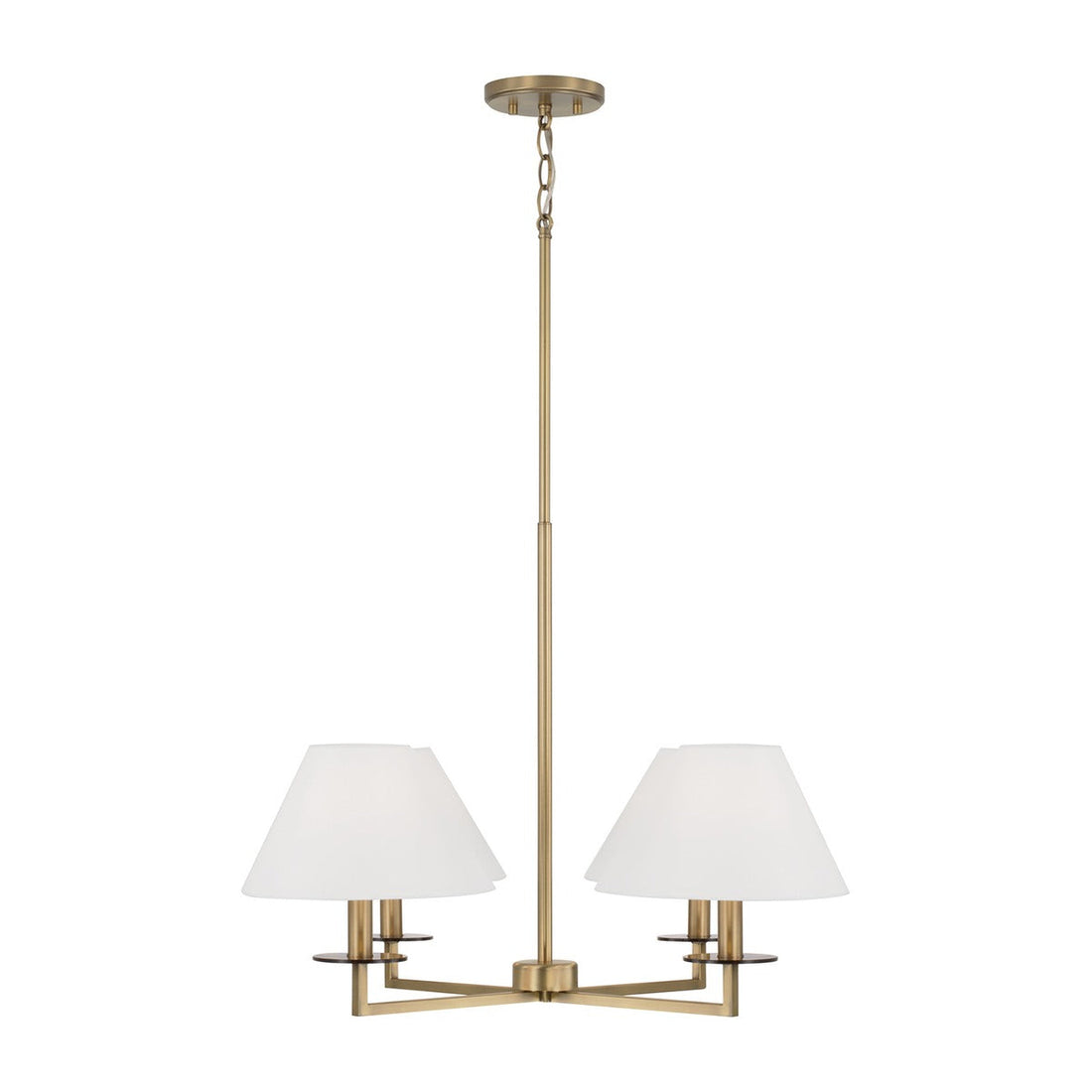 Aged Brass Four Light Fabric Shade Chandelier view 1