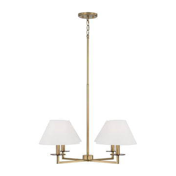 Aged Brass Four Light Fabric Shade Chandelier view 1