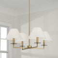Aged Brass Four Light Fabric Shade Chandelier view 2