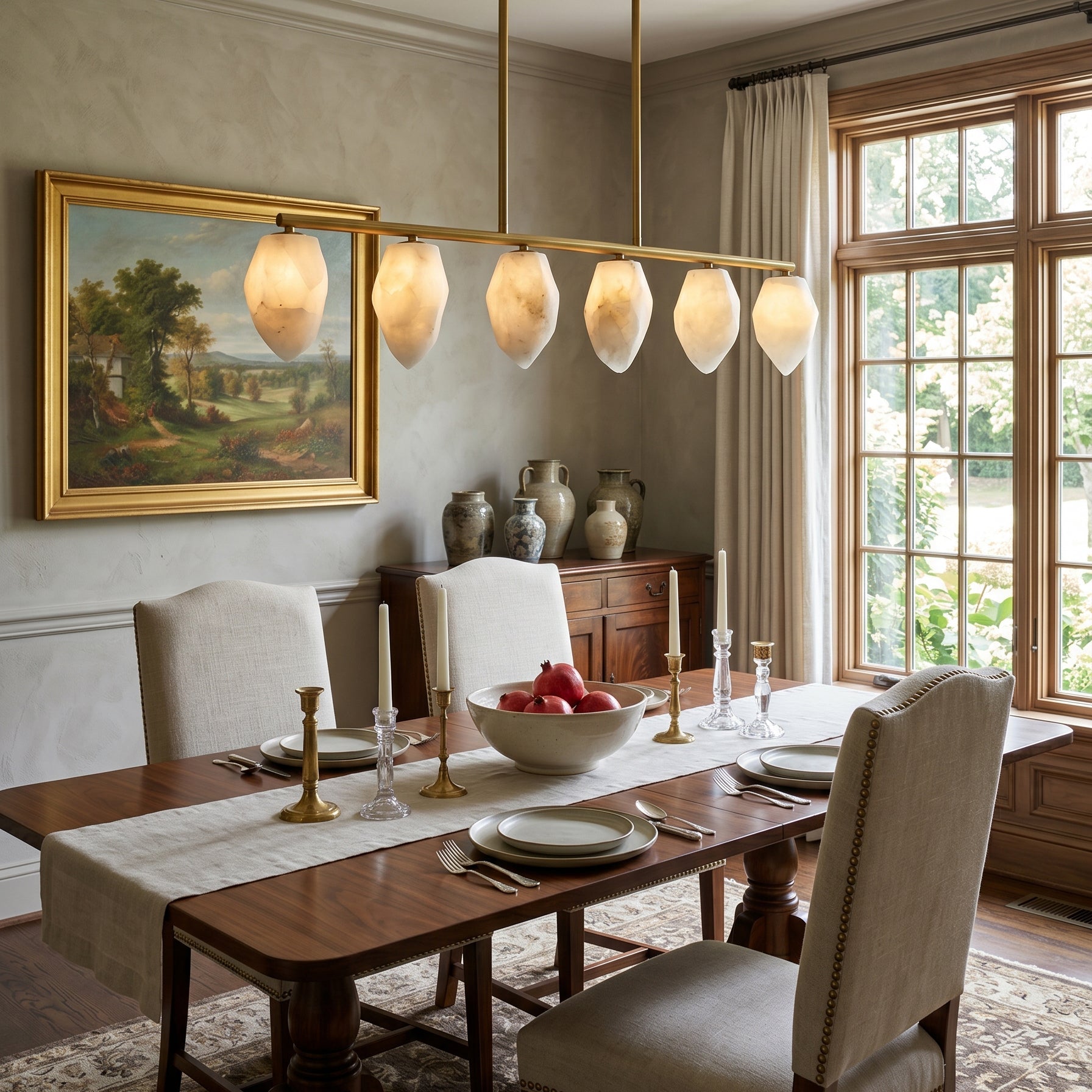 Alabaster Ore Linear Chandelier