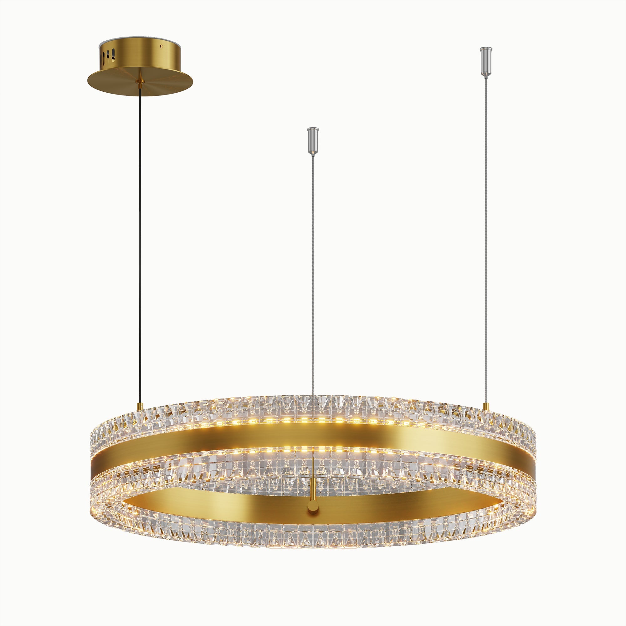 Minimalist Ring Up Down Luminous Stone Pattern Acrylic Led Chandelier