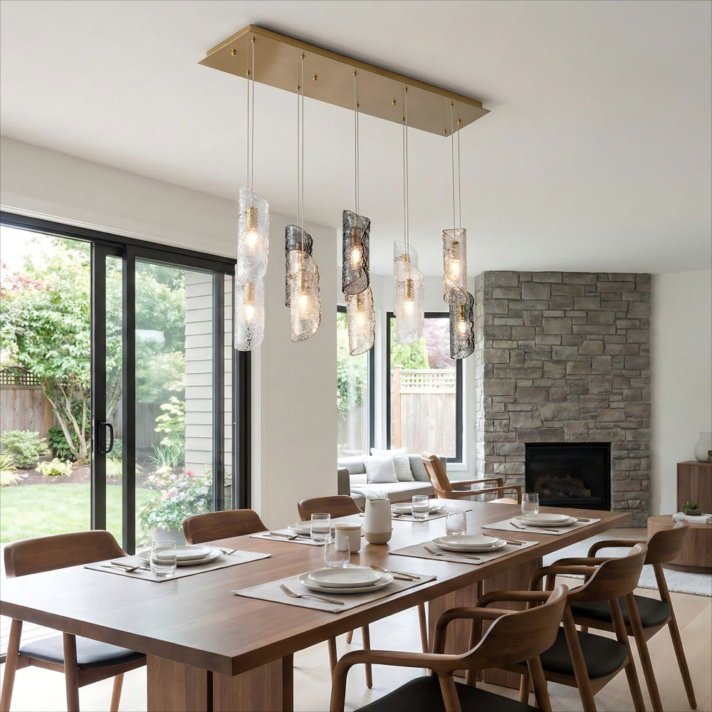 Cascading Textured Glass Chandelier