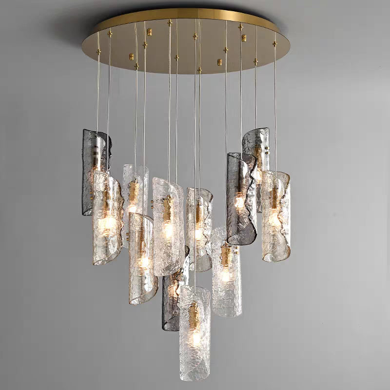 Cascading Textured Glass Chandelier