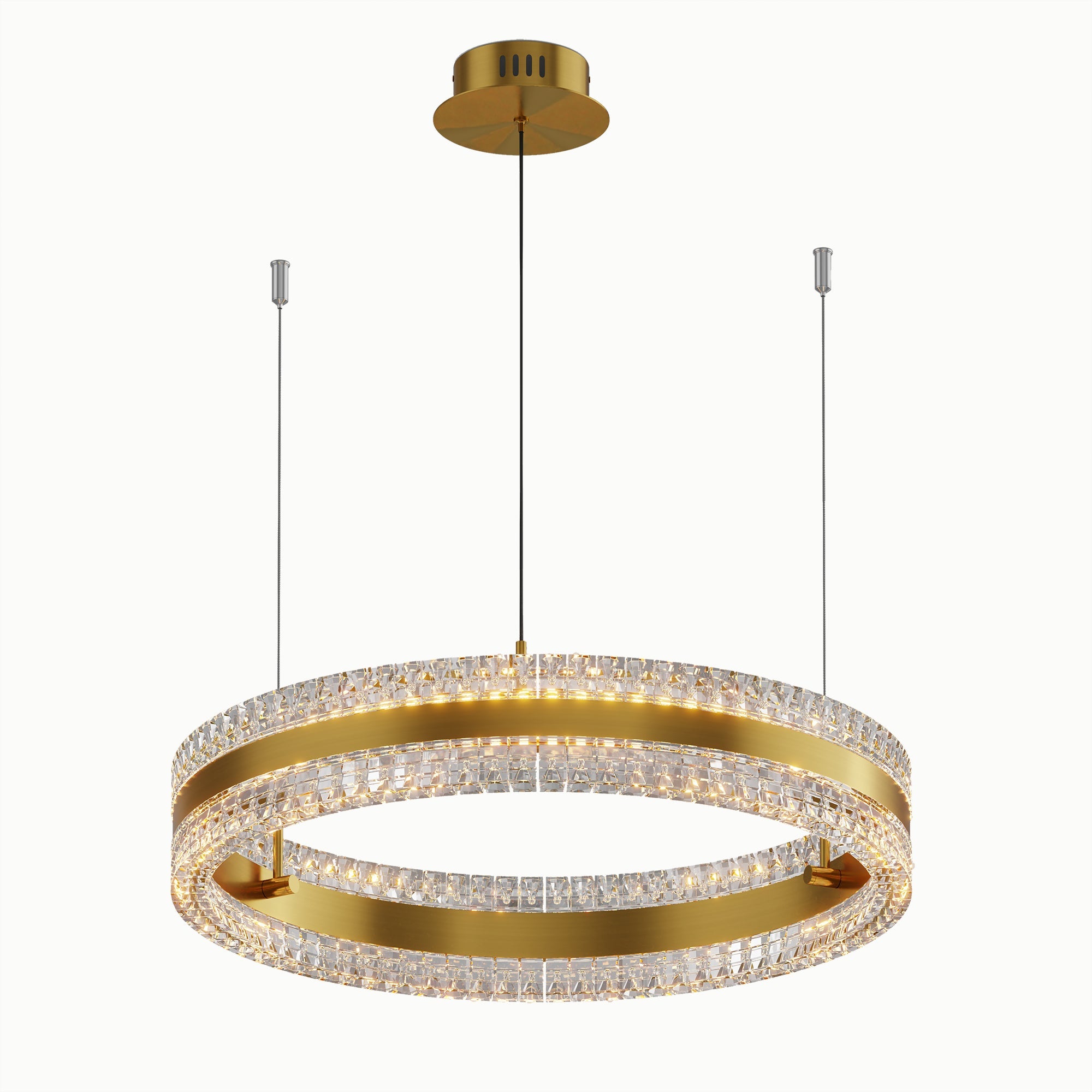 Minimalist Ring Up Down Luminous Stone Pattern Acrylic Led Chandelier