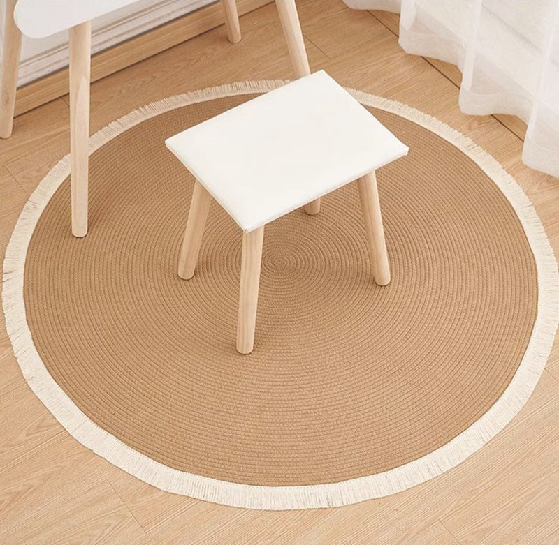 Nordic Handwoven Durable Cat Scratch Mat Rug with Fringe