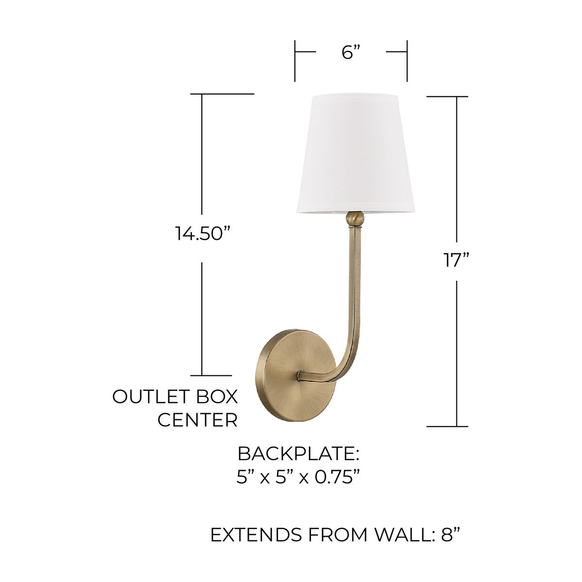 Aged Brass Fabric Shade Wall Sconce view 4