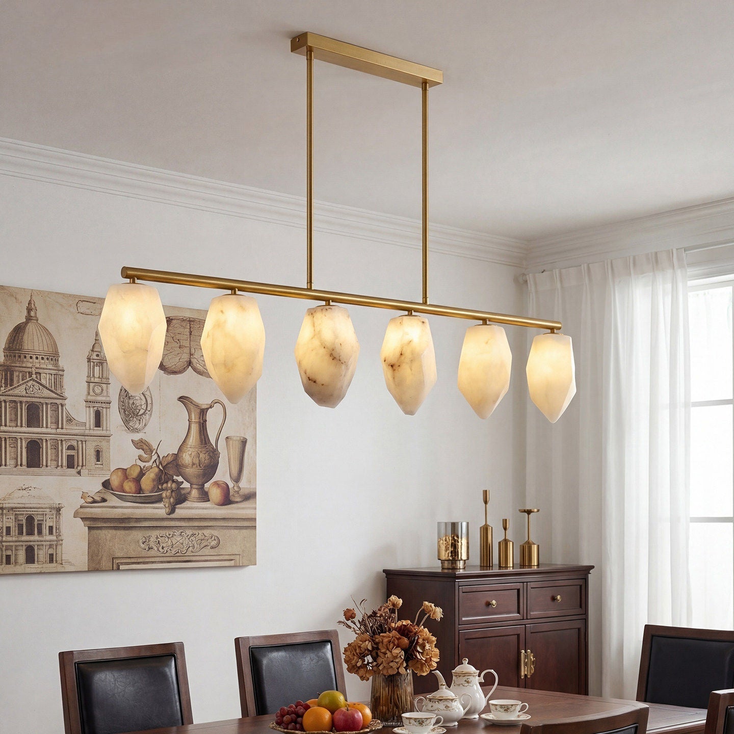 Alabaster Ore Linear Chandelier