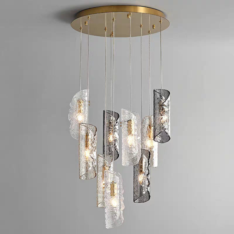 Cascading Textured Glass Chandelier
