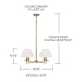 Aged Brass Four Light Fabric Shade Chandelier view 5