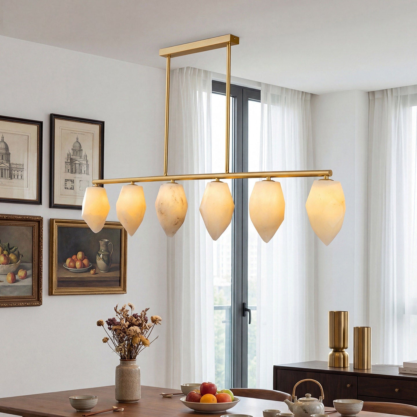 Alabaster Ore Linear Chandelier