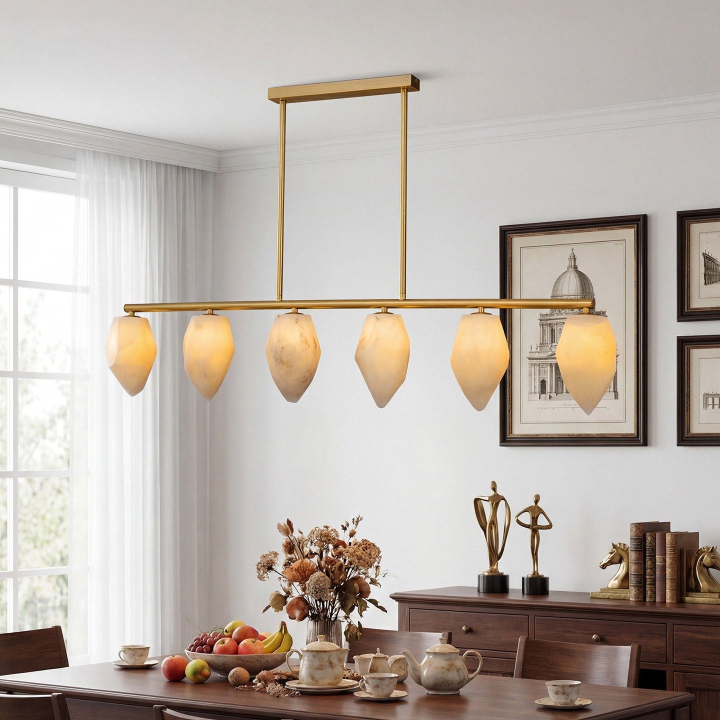 Alabaster Ore Linear Chandelier
