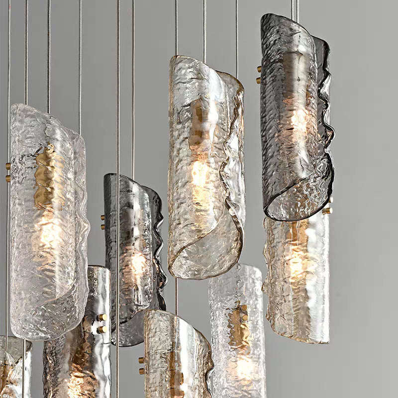 Cascading Textured Glass Chandelier