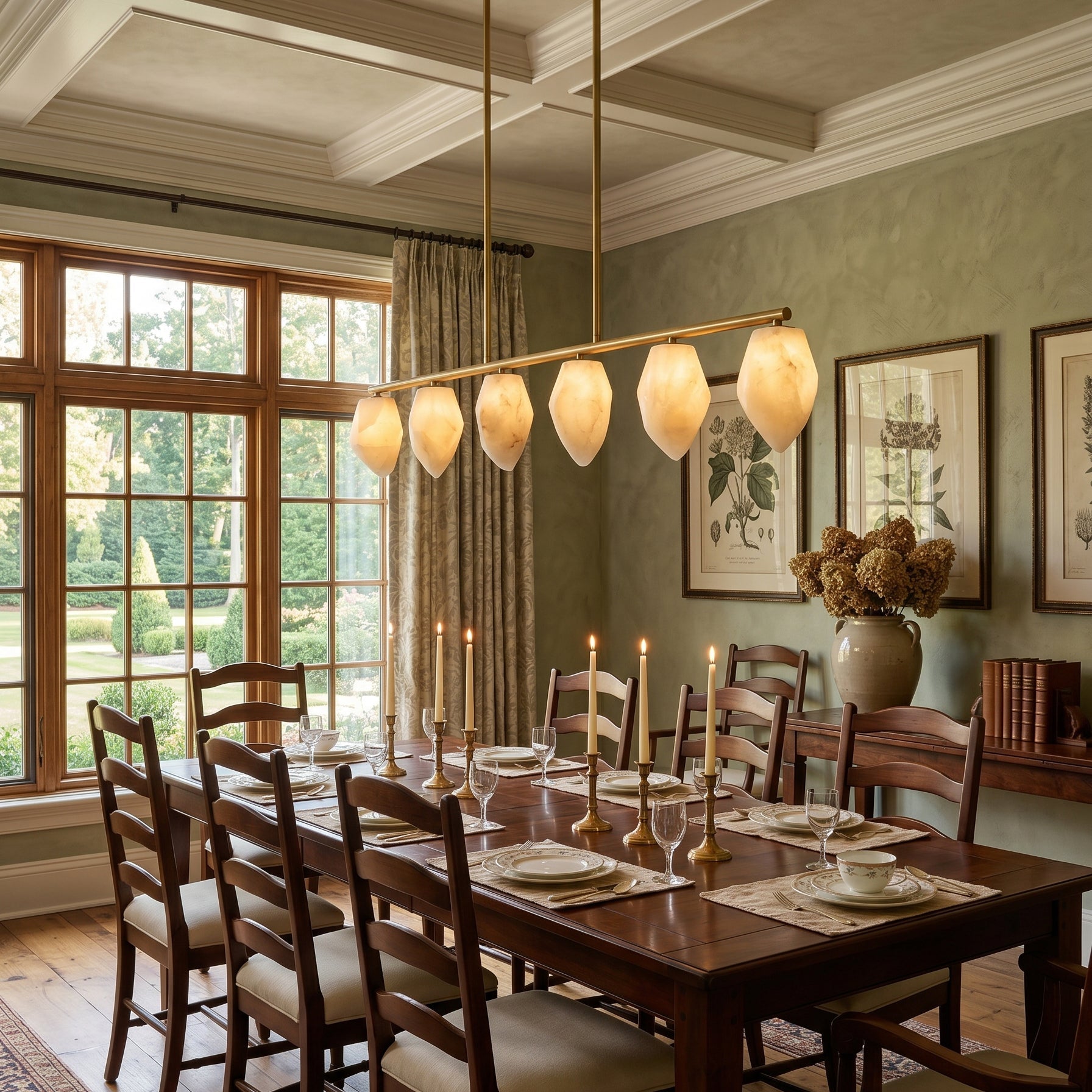 Alabaster Ore Linear Chandelier