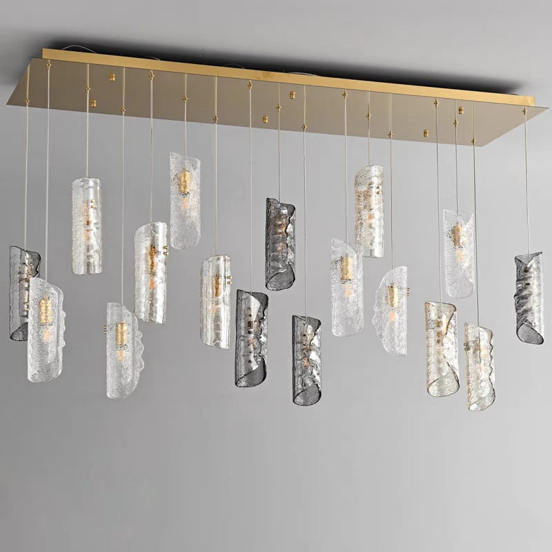Cascading Textured Glass Chandelier