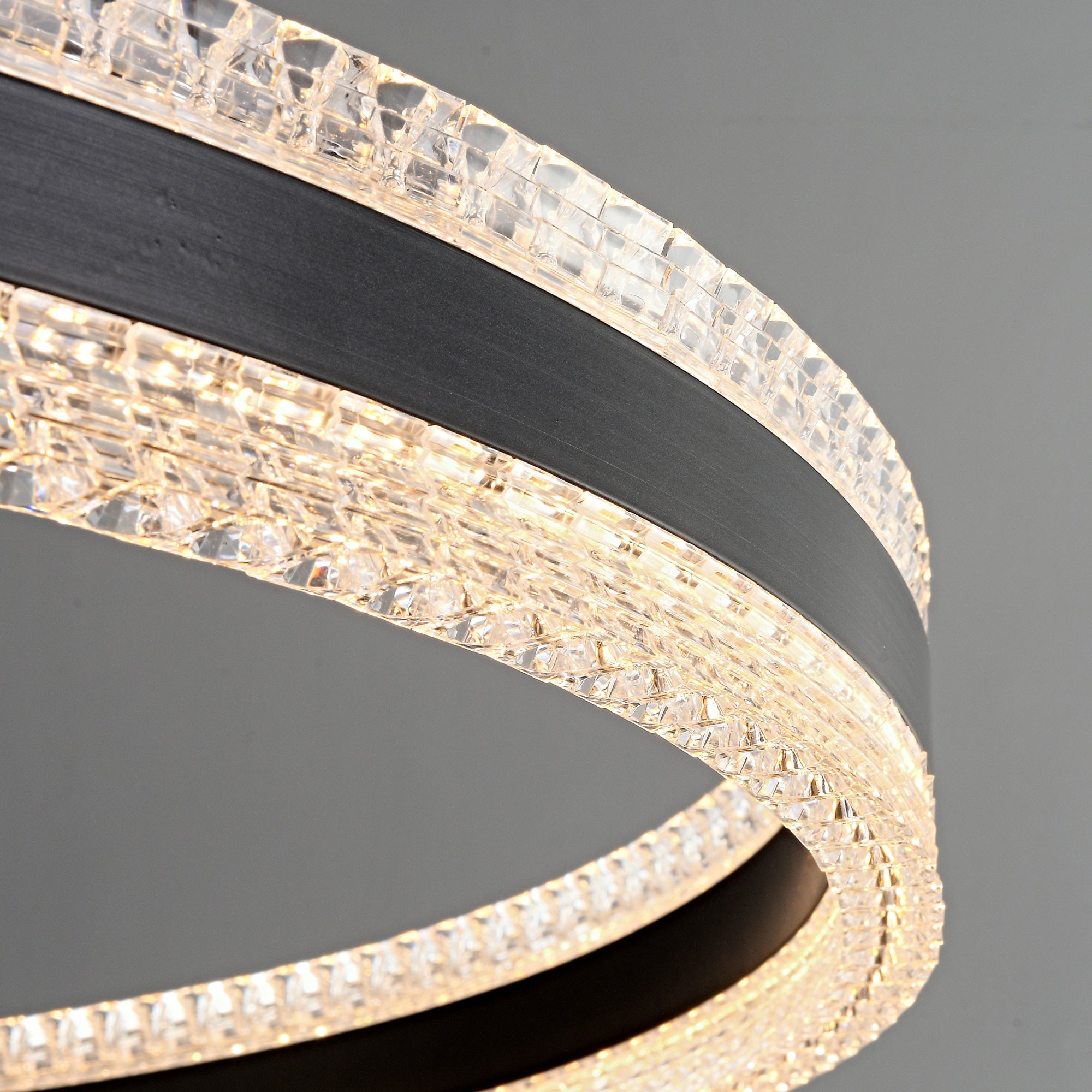 Minimalist Ring Up Down Luminous Stone Pattern Acrylic Led Chandelier