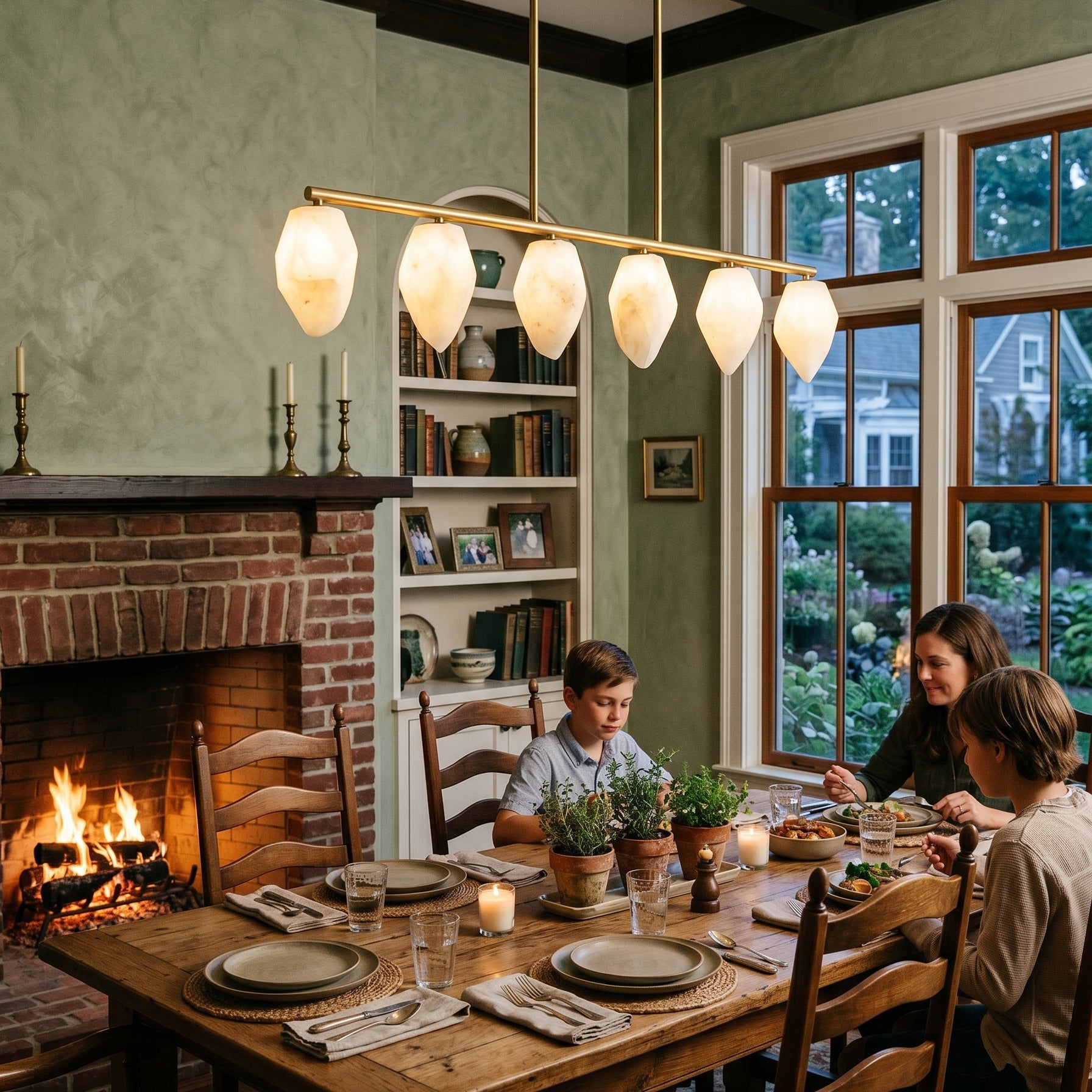 Alabaster Ore Linear Chandelier