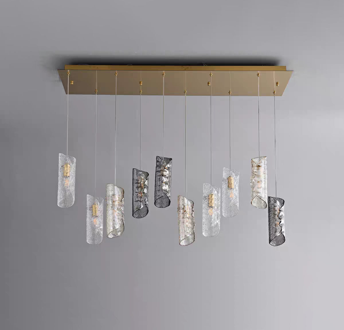 Cascading Textured Glass Chandelier