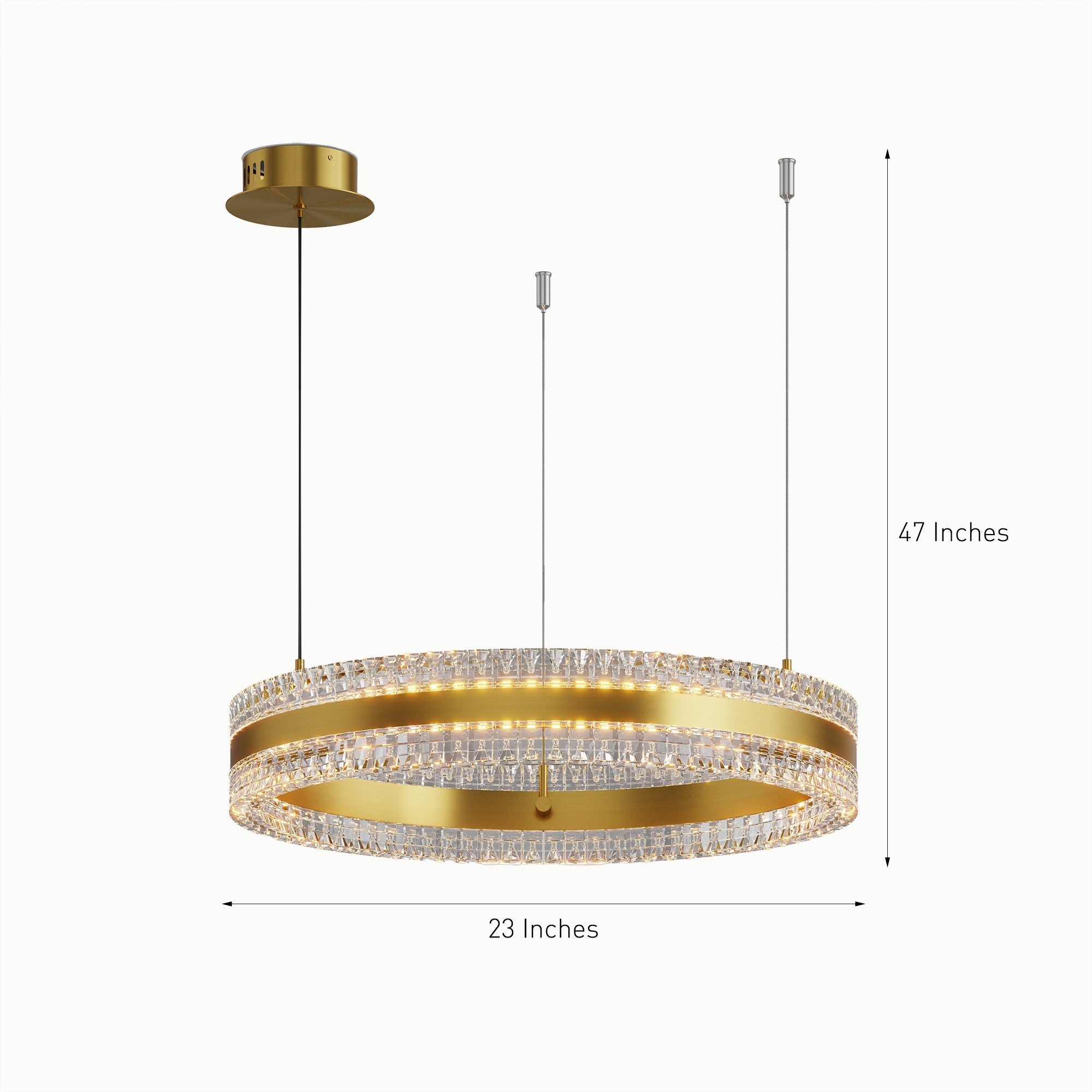 Minimalist Ring Up Down Luminous Stone Pattern Acrylic Led Chandelier