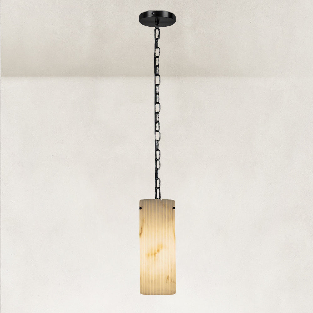 Modern Fluted Resin Cylinder Pendant 5“D