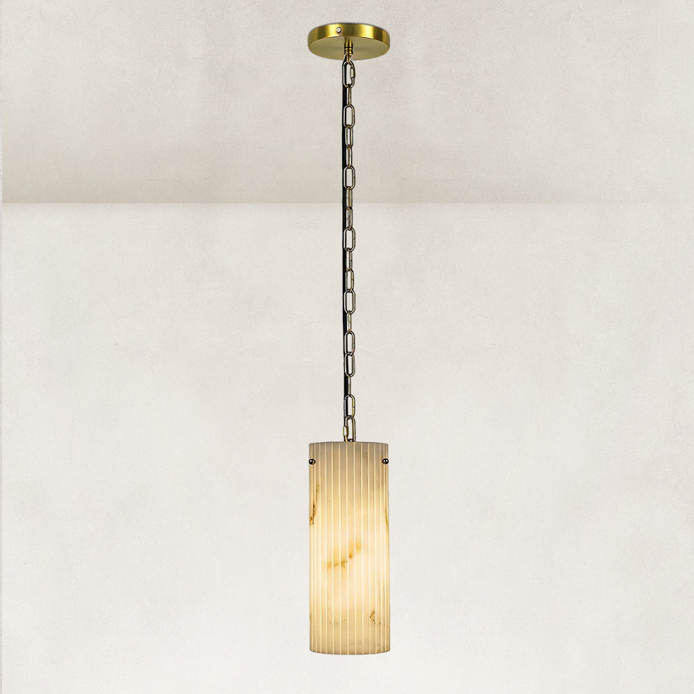 Modern Fluted Resin Cylinder Pendant 5“D