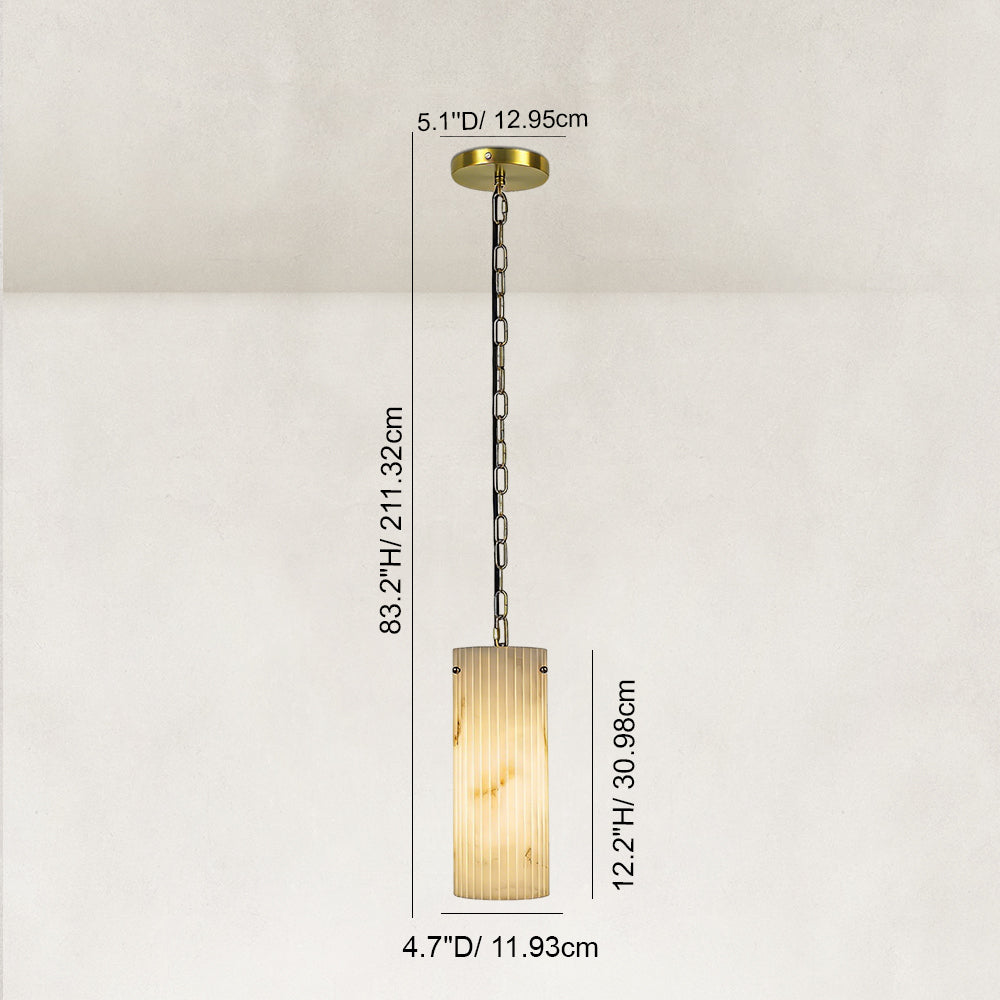 Modern Fluted Resin Cylinder Pendant 5“D