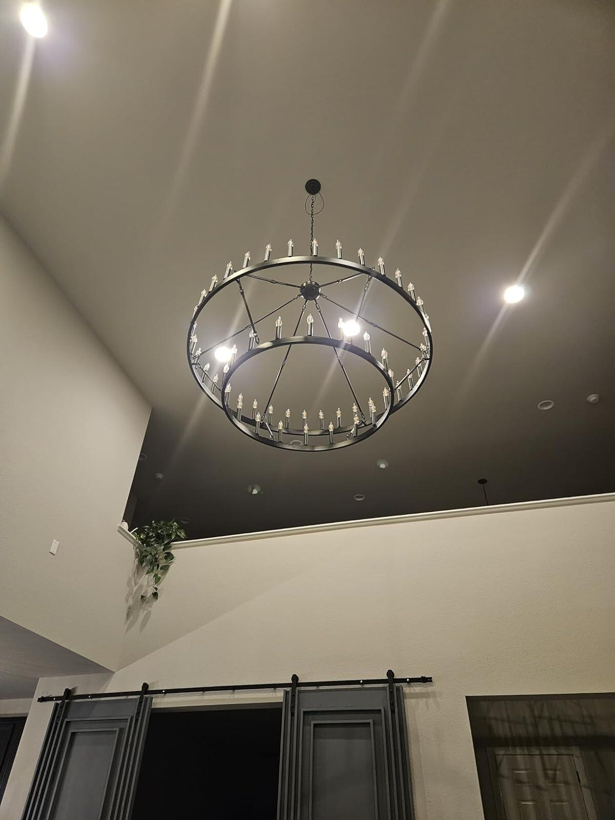 camafz Vintage Filament Two-Tier Round Chandelier 71"