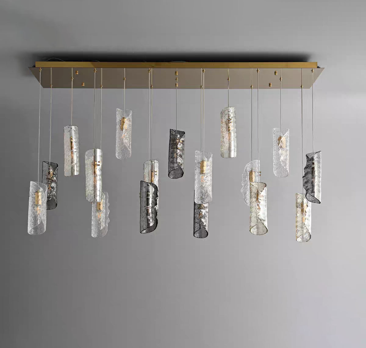 Cascading Textured Glass Chandelier