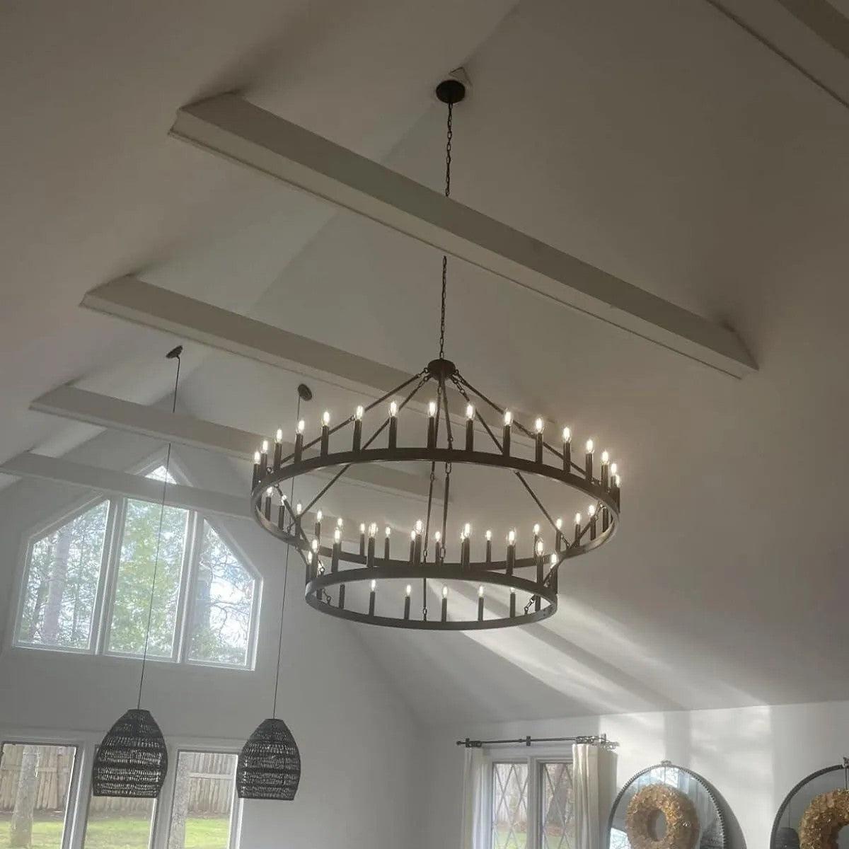 camafz Vintage Filament 2-Tier Round Chandelier 63''