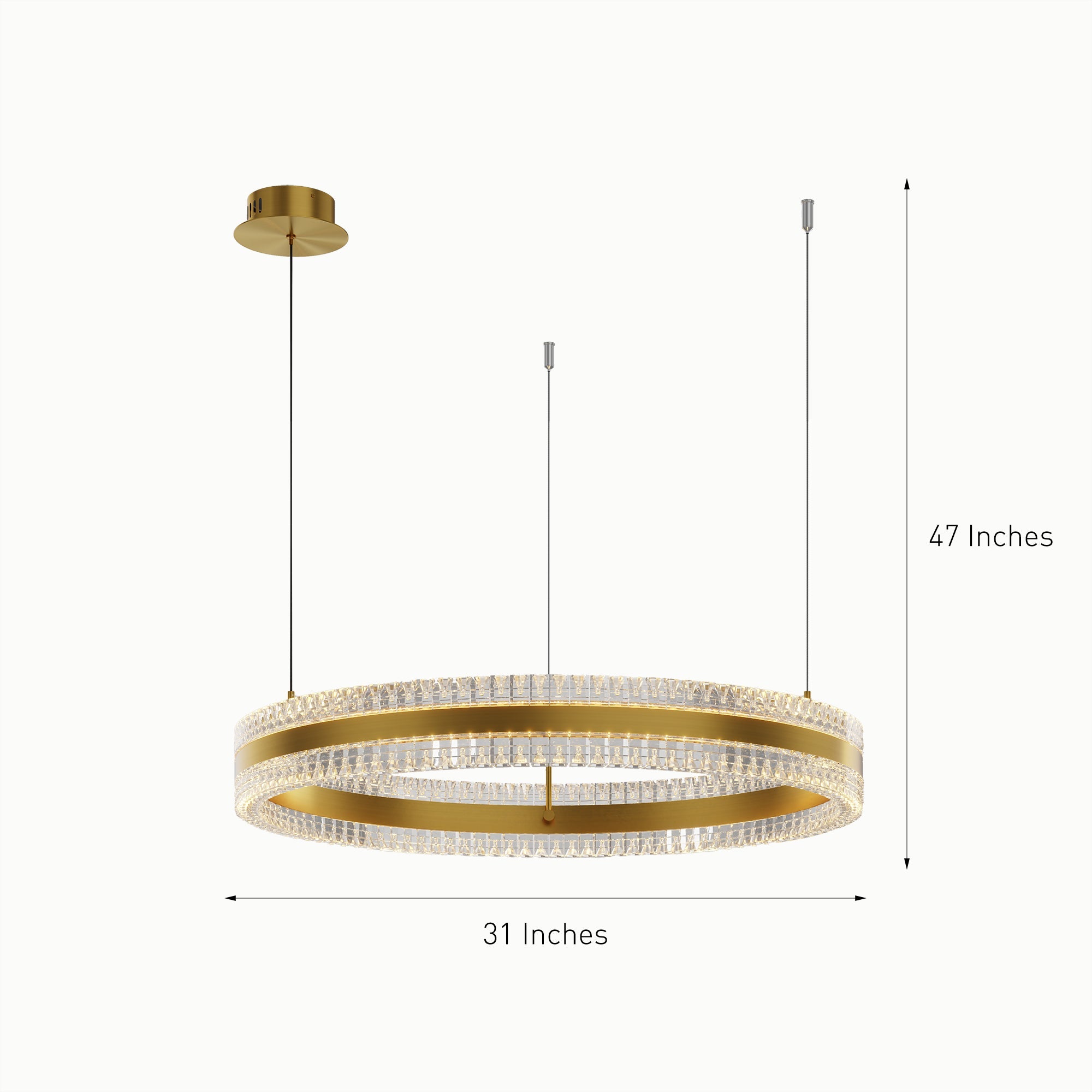 Minimalist Ring Up Down Luminous Stone Pattern Acrylic Led Chandelier