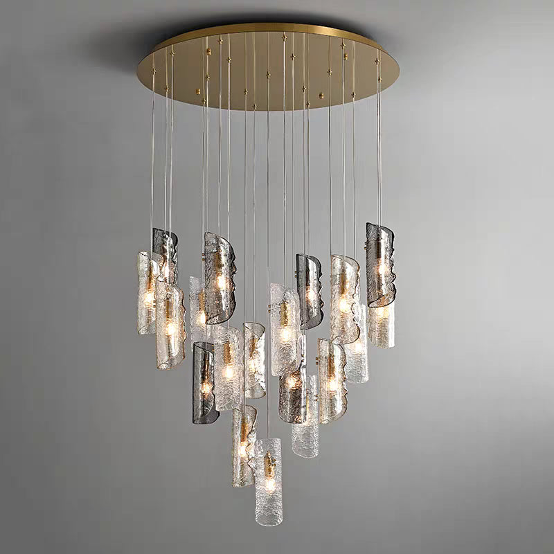 Cascading Textured Glass Chandelier