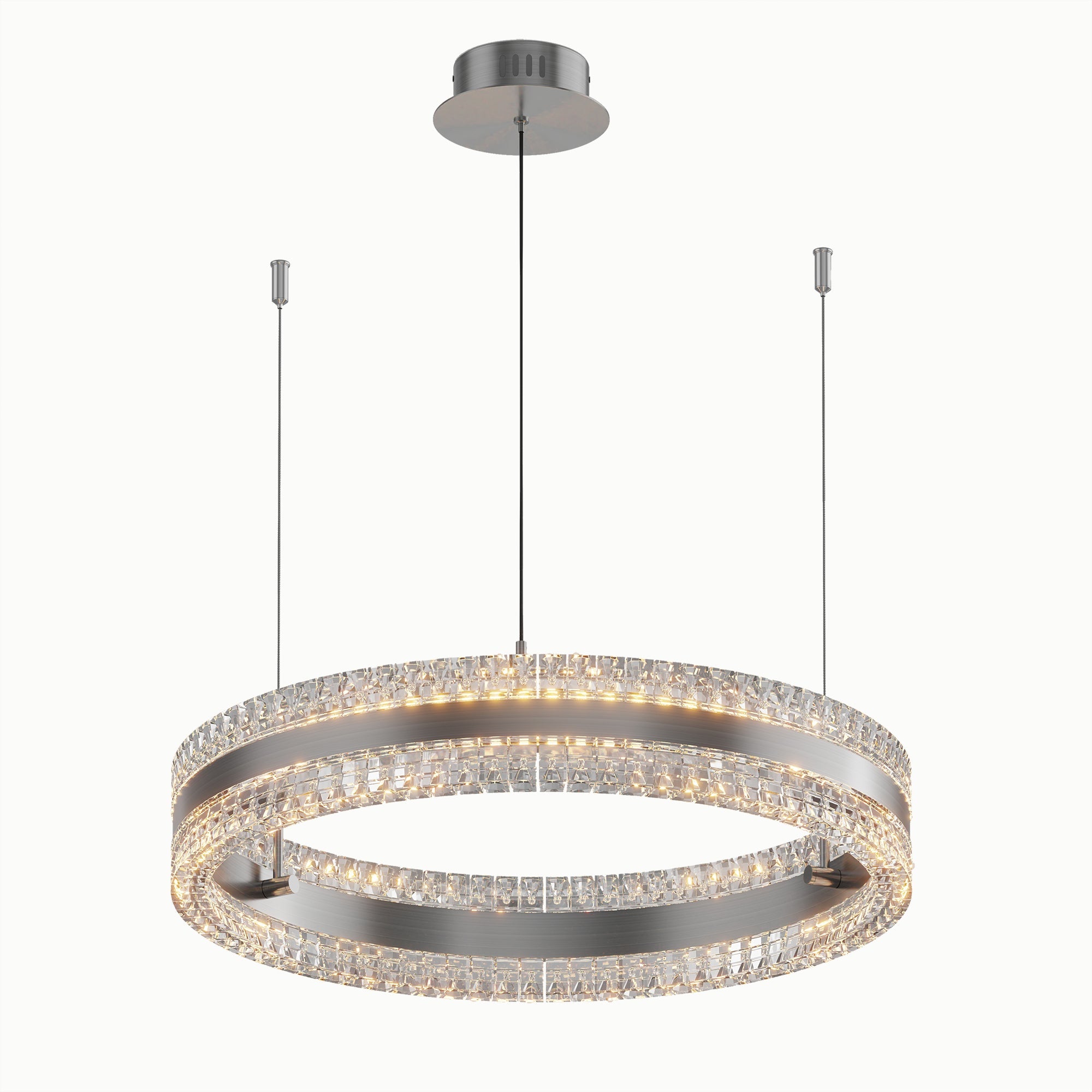 Minimalist Ring Up Down Luminous Stone Pattern Acrylic Led Chandelier