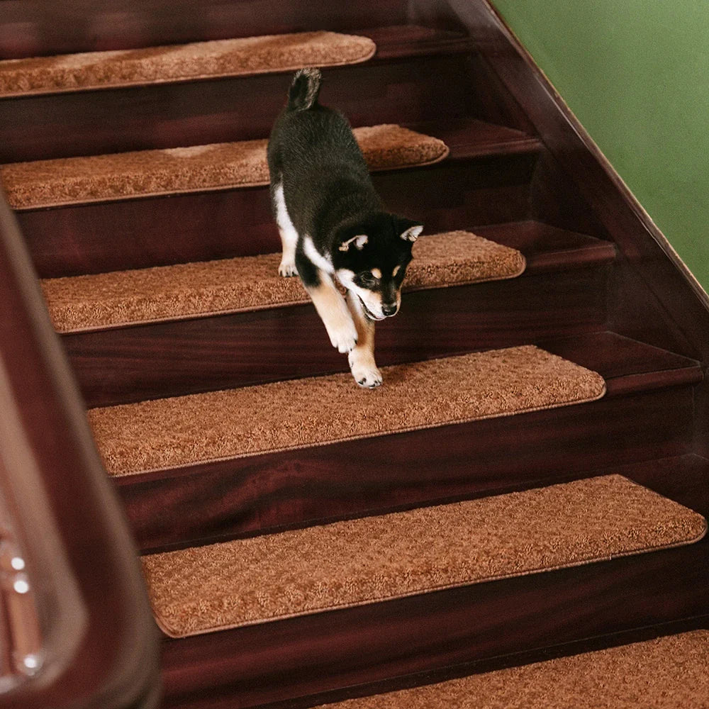 Soft Plush Indoor Stair Protectors Pet Friendly Tape Free Carpet Stair Treads
