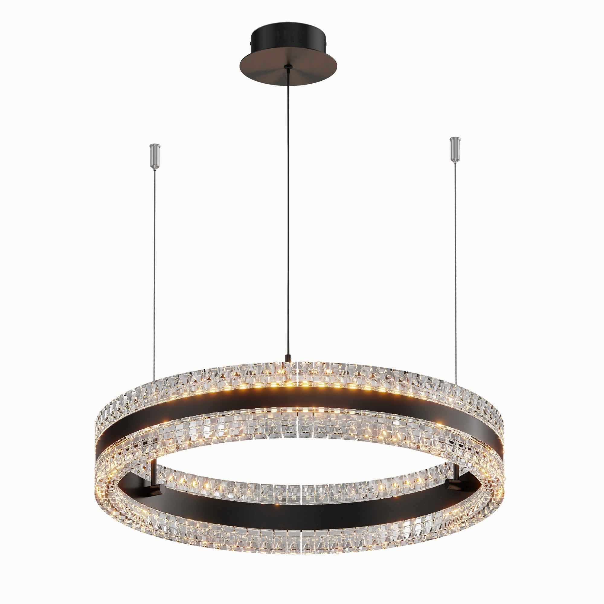 Minimalist Ring Up Down Luminous Stone Pattern Acrylic Led Chandelier