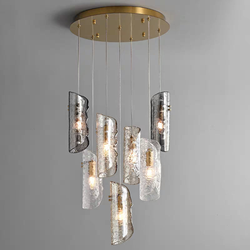 Cascading Textured Glass Chandelier