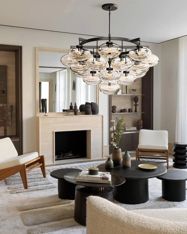 Cabfz Clear Glass Round Chandelier 36"