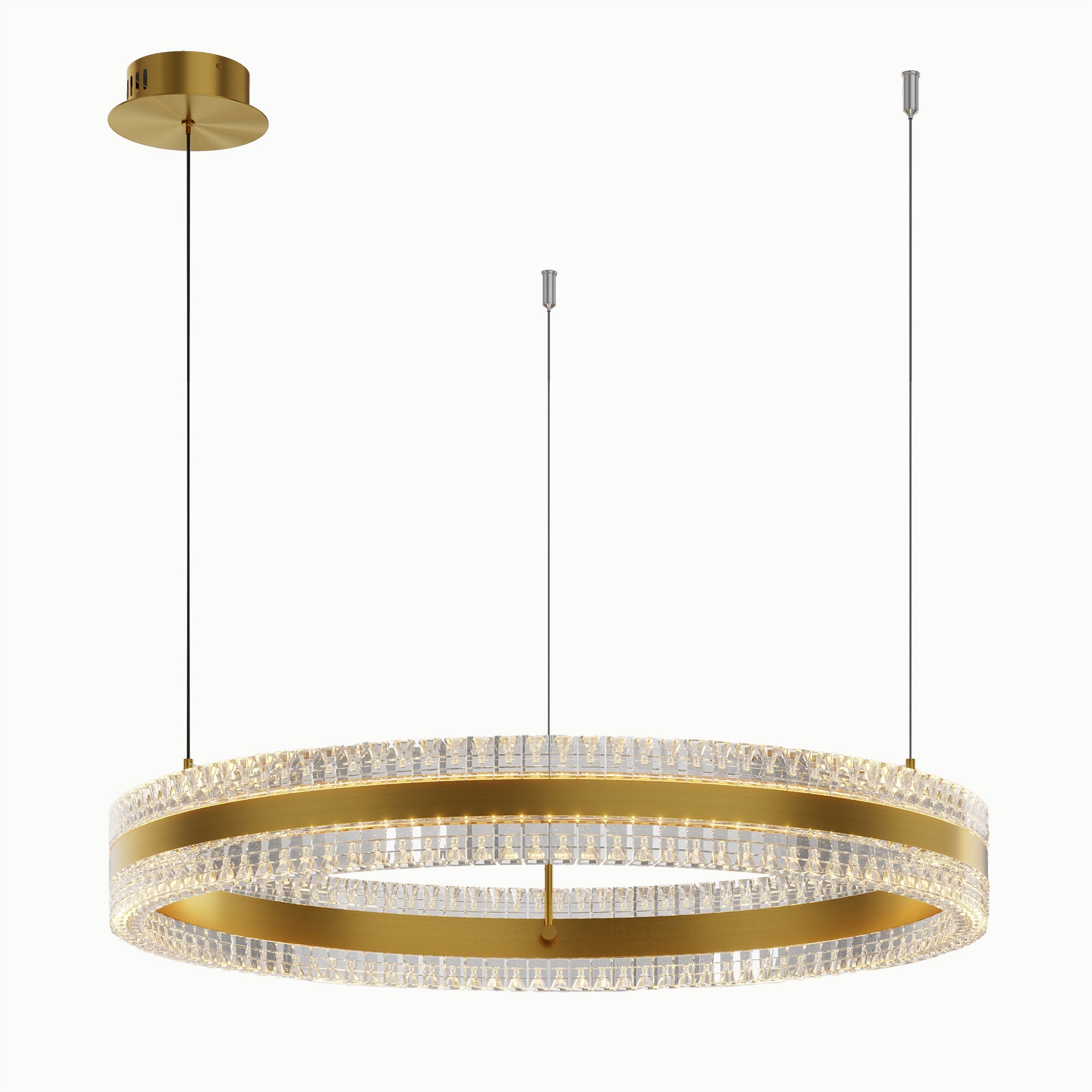 Minimalist Ring Up Down Luminous Stone Pattern Acrylic Led Chandelier