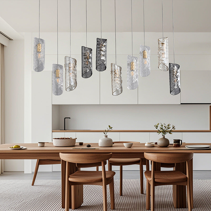 Cascading Textured Glass Chandelier
