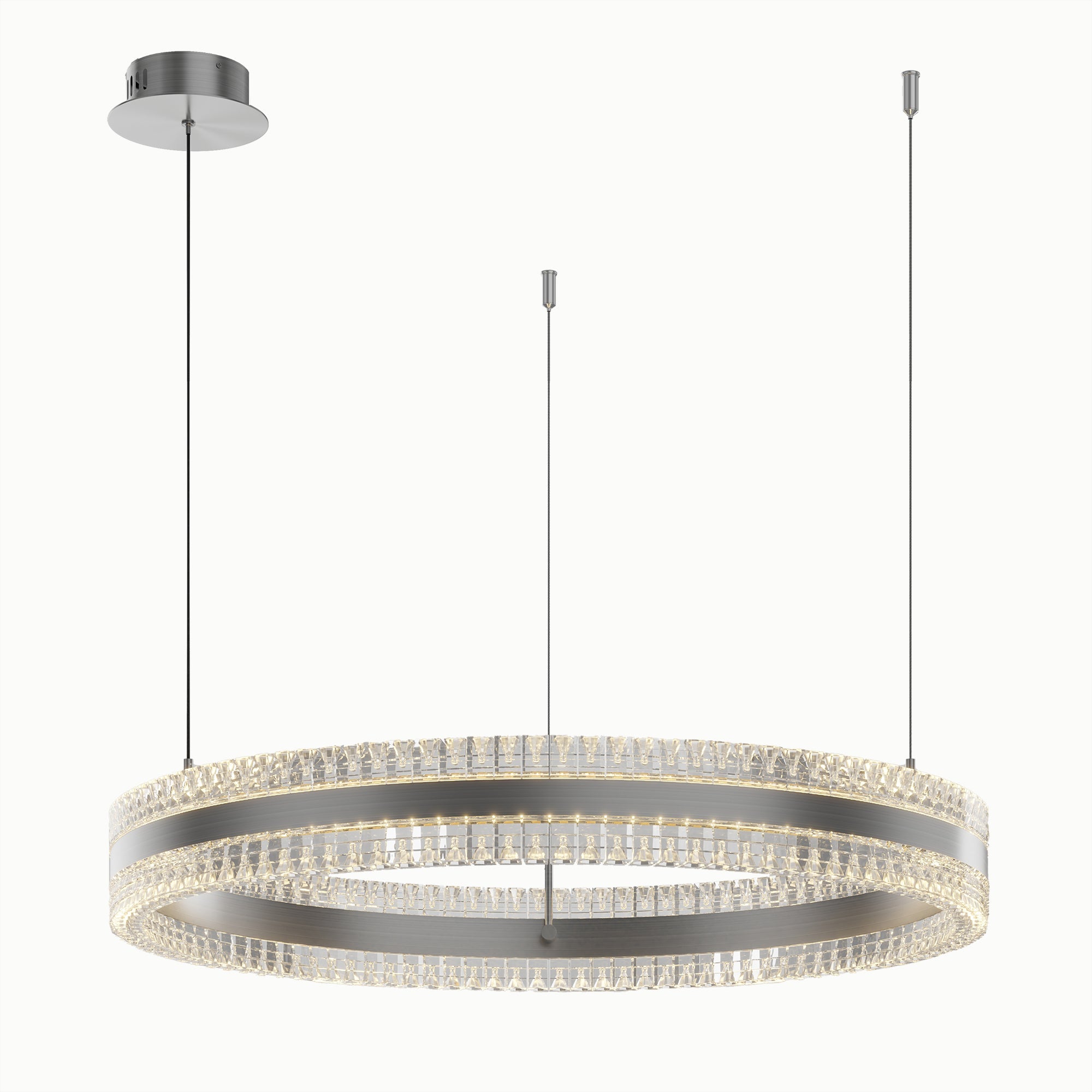 Minimalist Ring Up Down Luminous Stone Pattern Acrylic Led Chandelier
