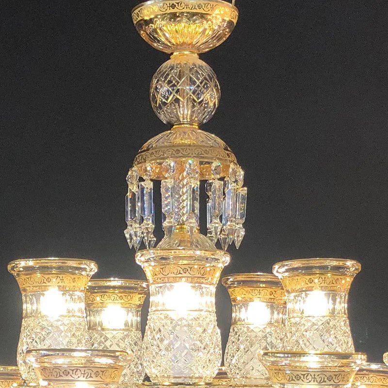 15 Lights Crystal Chandelier Gold & Clear Crystal Lighting - Joyfuzzy