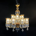 15 Lights Crystal Chandelier Gold & Clear Crystal Lighting - Joyfuzzy