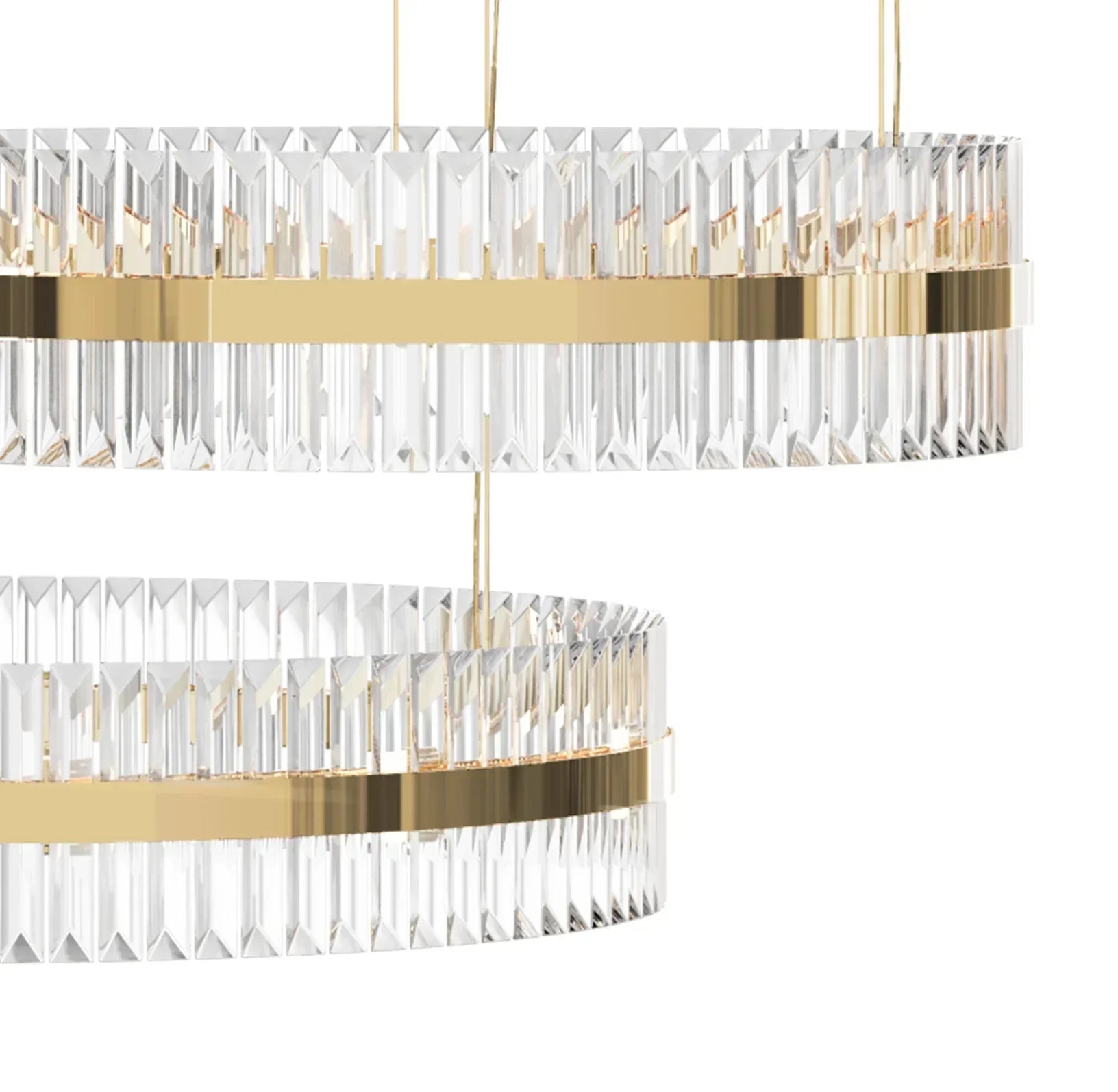 5-Ring Crystal Chandelier in Gold Finish-Joyfuzzy