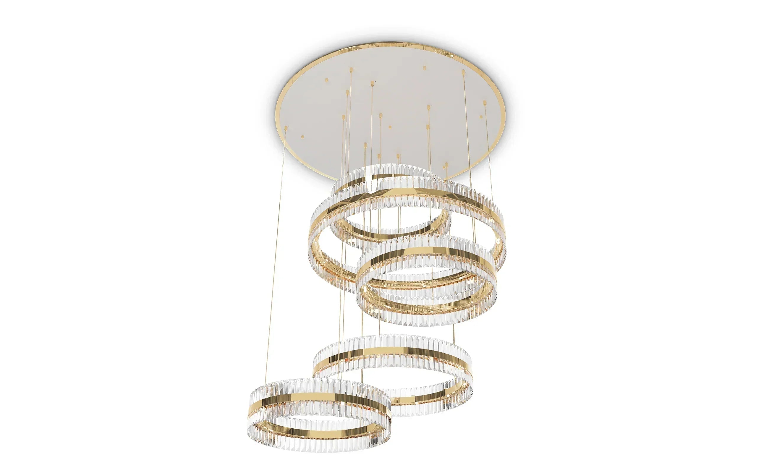 5-Ring Crystal Chandelier in Gold Finish-Joyfuzzy