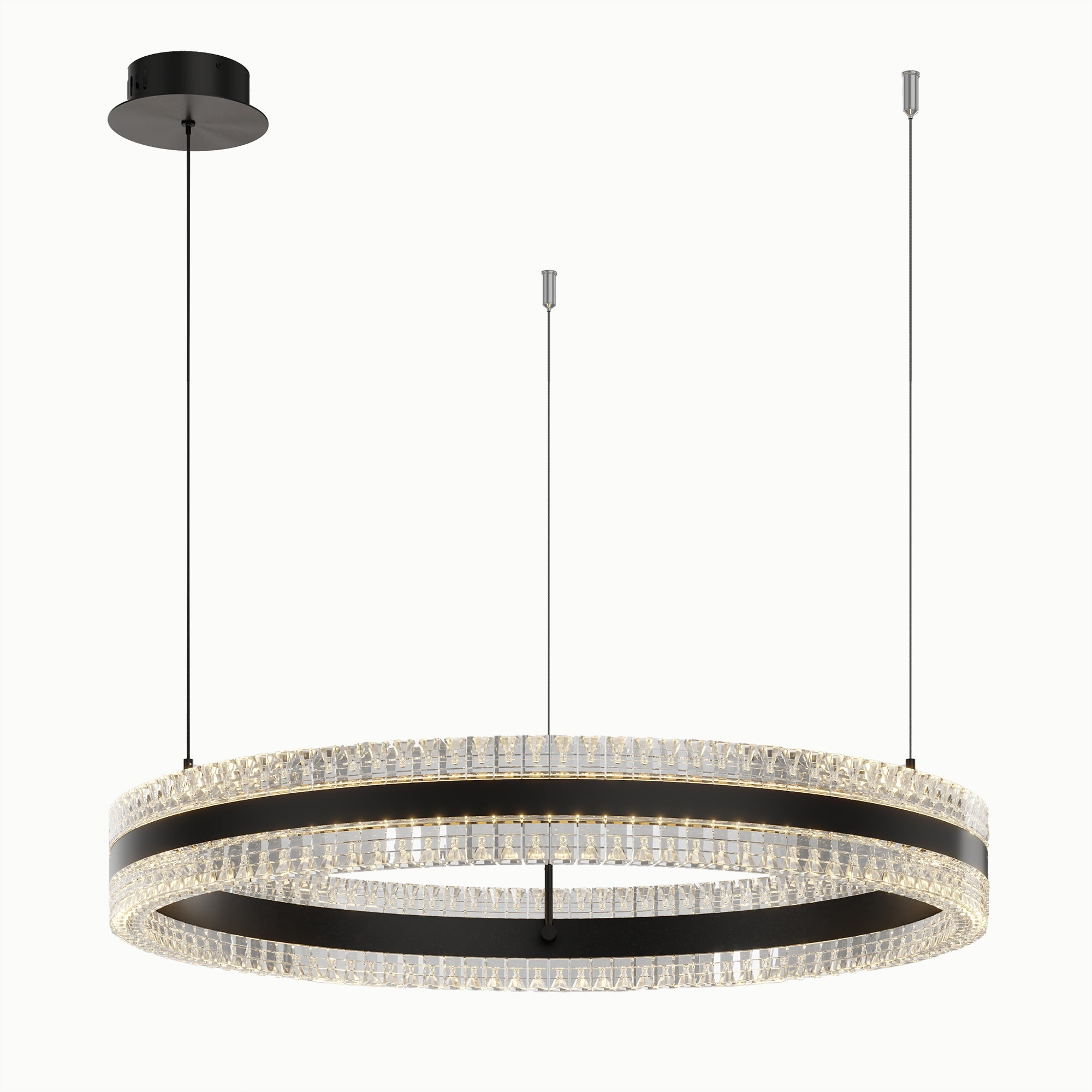 Minimalist Ring Up Down Luminous Stone Pattern Acrylic Led Chandelier