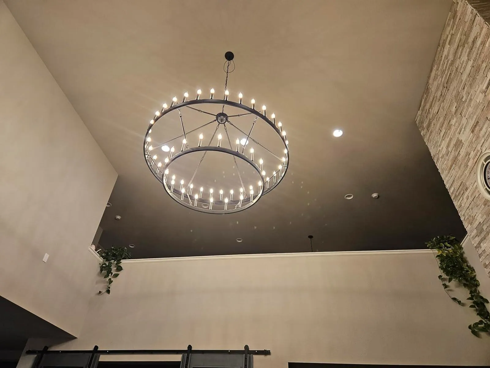 camafz Vintage Filament Two-Tier Round Chandelier 38"