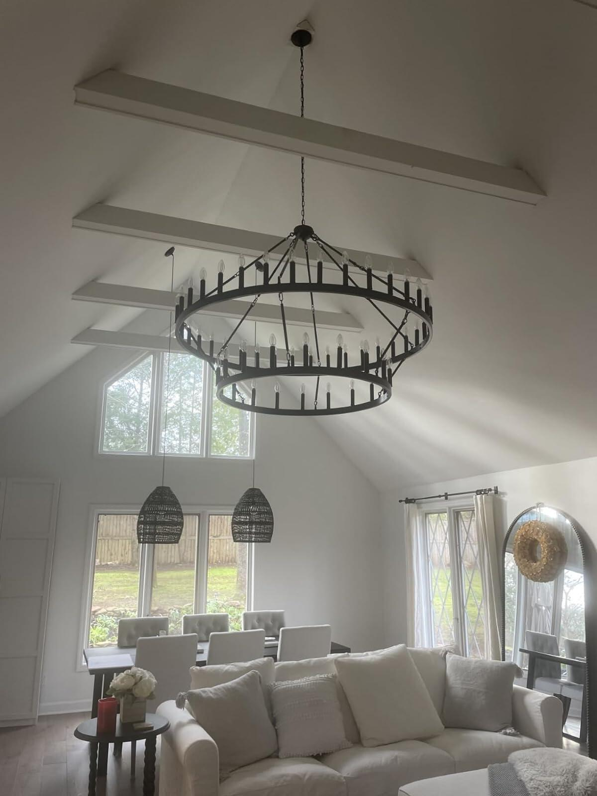 camafz Vintage Filament Two-Tier Round Chandelier 38"