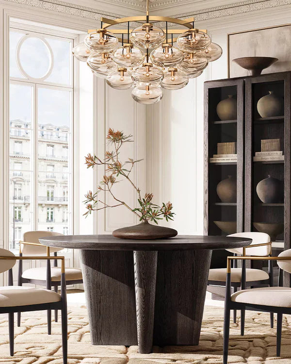 Cabfz Clear Glass Round Chandelier 48"