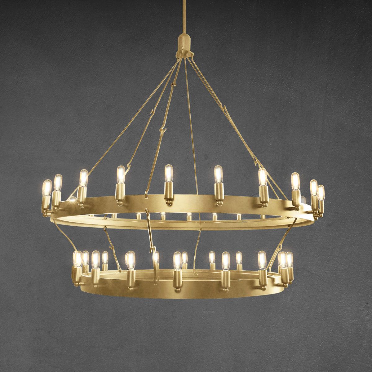 camafz Vintage Filament Two-Tier Round Chandelier 38"