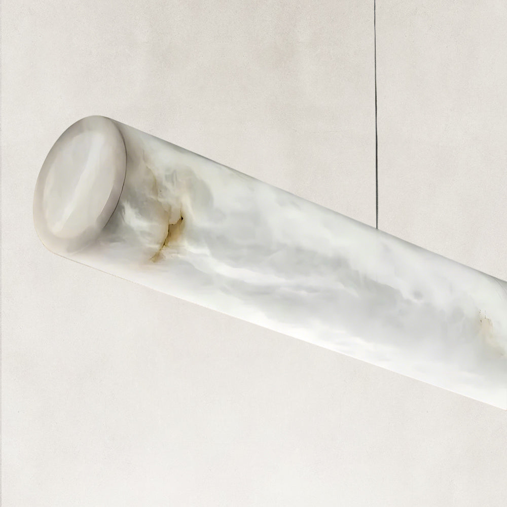 Verve Single Wave Alabaster Tube Pendant Light