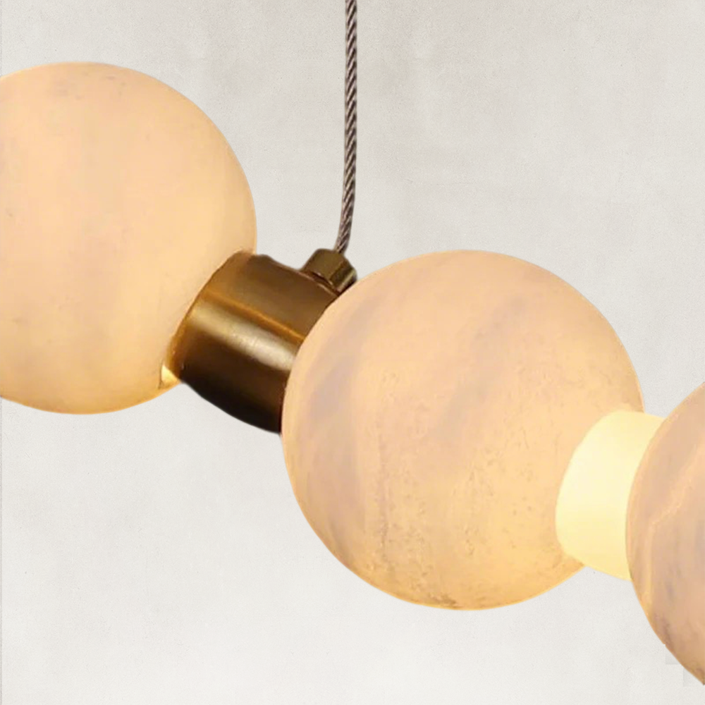 Pearl Single Circle Alabaster Chandelier 32"D
