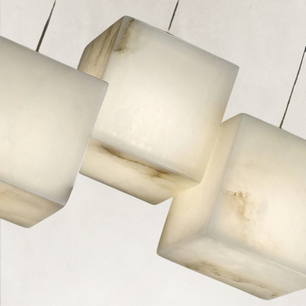 Nura Cube Natural Alabaster 1 Light Pendant 4.7"D